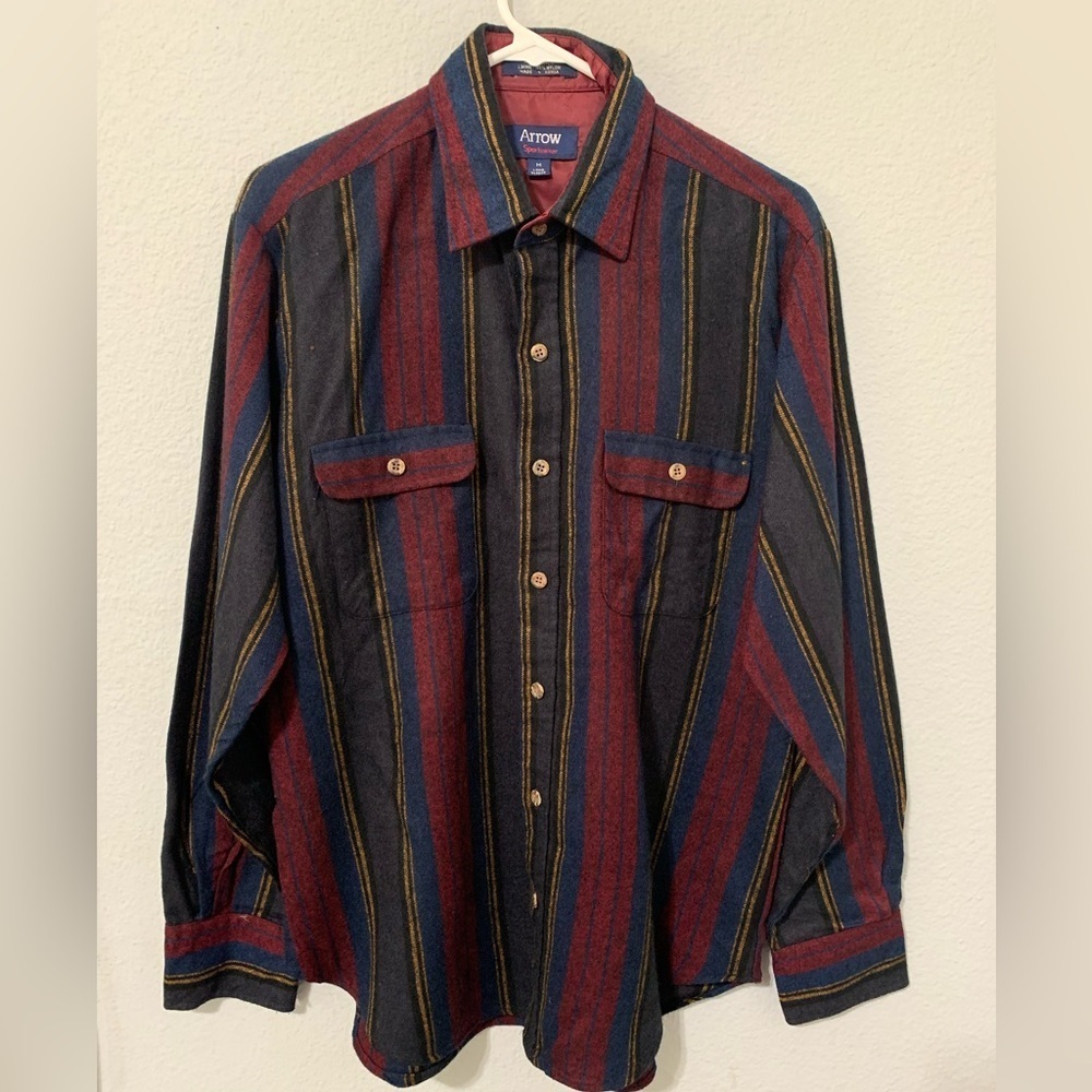 Arrow Sportswear Men Casual Long Sleeve Collared Button‎ down T-Shirt Size M